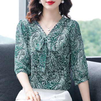 高品质【2022夏季新款】碎花雪纺衫女七分袖2022夏季 高品质【2022夏季新款】碎花雪纺衫女七分袖2022夏季