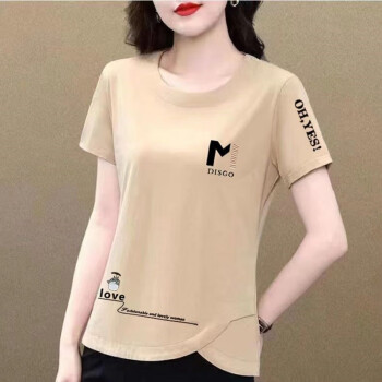 纯棉短袖t恤女夏2023新款韩版显瘦百搭圆领不规则上衣