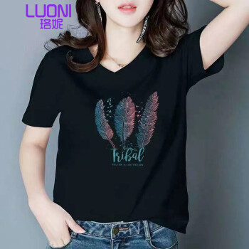 短袖t恤女纯棉女装显瘦上衣2023春夏季新款韩版V领半袖 短袖t恤女纯棉女装显瘦上衣2023春夏季新款韩版V领半袖