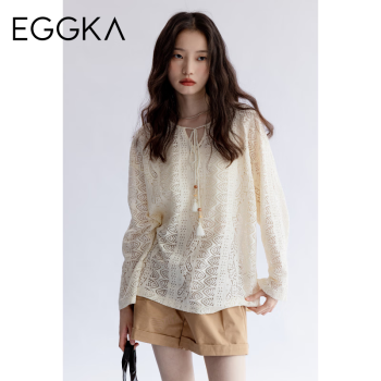 镂空系带针织衫女薄款春夏2023年新款设计感度假风 镂空系带针织衫女薄款春夏2023年新款设计感度假风